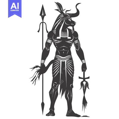 Aset premium populer: Anthropomorphic Figure with Jackal Head and Weapons