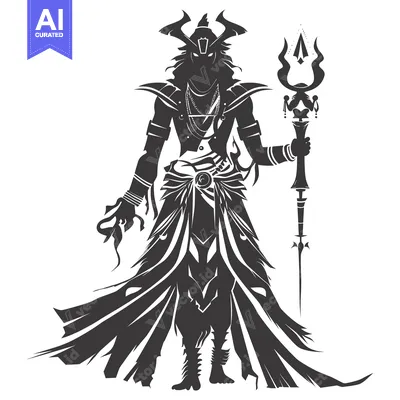Popular premium asset: A Silhouette of a Dark Figure With Horns and a Staff