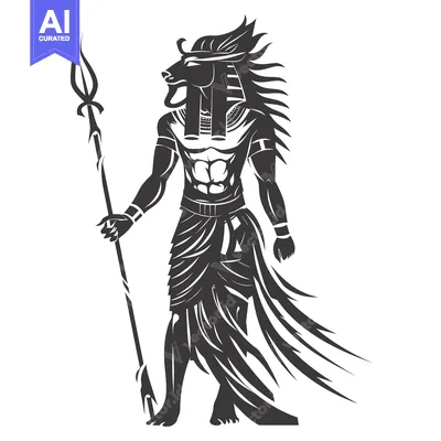 Aset desain premium: Anubis, the Egyptian God of the Dead, Depicted with a Human Body and J