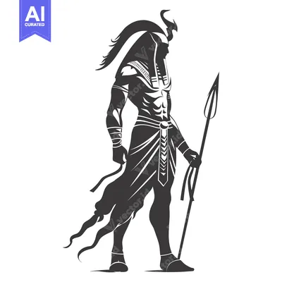 Premium design asset: Silhouette of an Egyptian God Holding a Spear