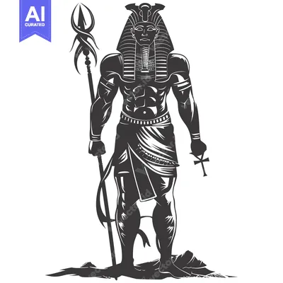Popular premium asset: A Powerful Depiction of an Egyptian God Holding a Staff and Ankh