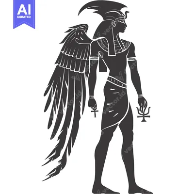 Popular premium asset: Silhouette of a winged Egyptian god holding an ankh