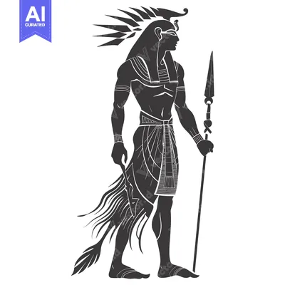 Silhouette of an Egyptian God Holding a Spear