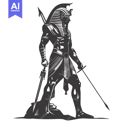 Pharaoh Warrior Holding Spear and Sword