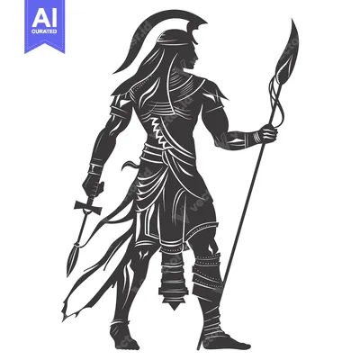 Premium design asset: Silhouette of a Greek Warrior with a Spear and Sword
