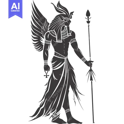 Aset premium populer: Winged Egyptian Deity Holding a Staff and Ankh