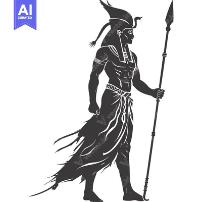 Aset desain premium: Silhouette of an Egyptian God Holding a Spear