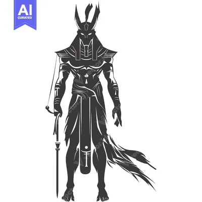 Anubis, Egyptian God of the Dead, Standing with a Staff