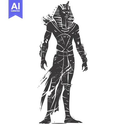 Silhouette of an Egyptian Pharaoh in a Grunge Style