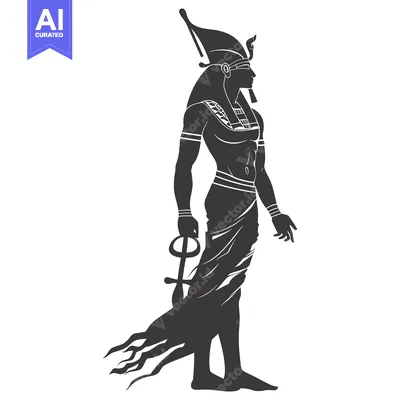 Silhouette of an Egyptian Pharaoh Holding a Crook and Flail