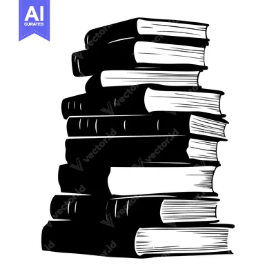 Aset desain premium: A Stack of Books in Silhouette