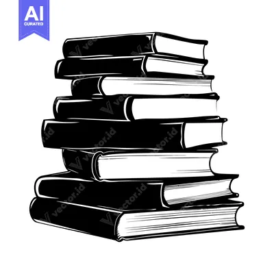 Popular premium asset: Stack of Books in Black and White Illustration
