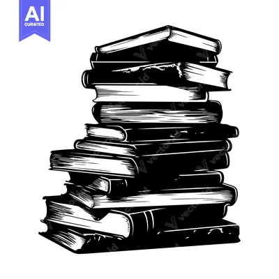 Aset premium populer: A Stack of Books in Black and White