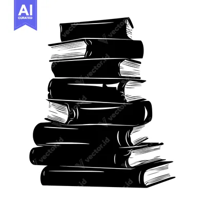 Aset desain premium: A Stack of Books in a Silhouette Illustration