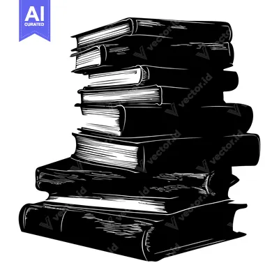 Premium design asset: A Stack of Books in Black and White