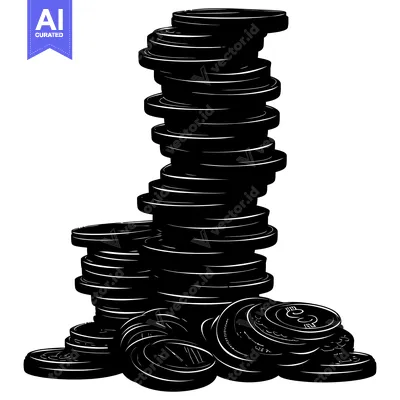 Popular premium asset: A Large Stack of Coins and Several Scattered Coins