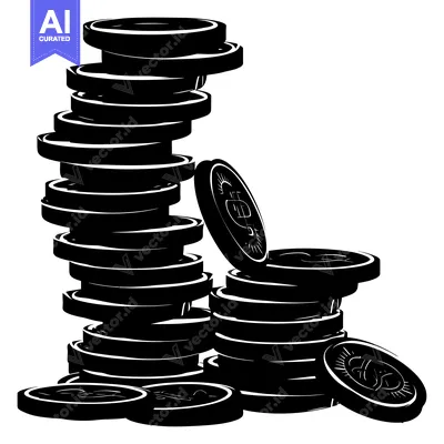 Premium design asset: Stack of coins with dollar sign on one coin