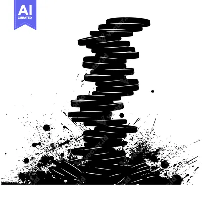 Aset premium populer: Stacked Circular Shapes With Black Splatter