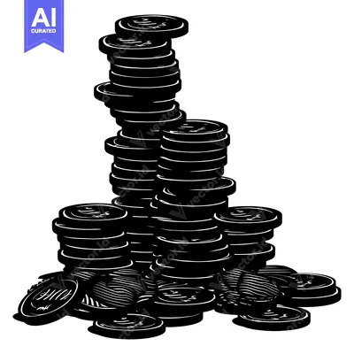 Premium design asset: A Black and White Illustration of a Pile of Coins