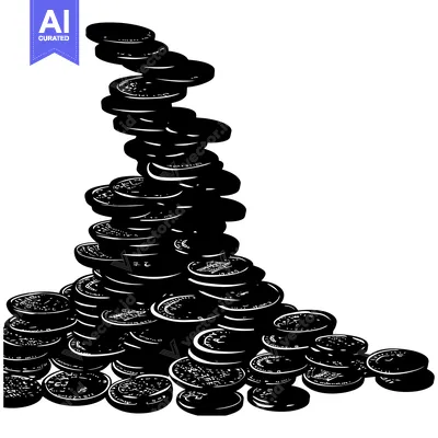 Premium design asset: A Black and White Illustration of a Stack of Coins
