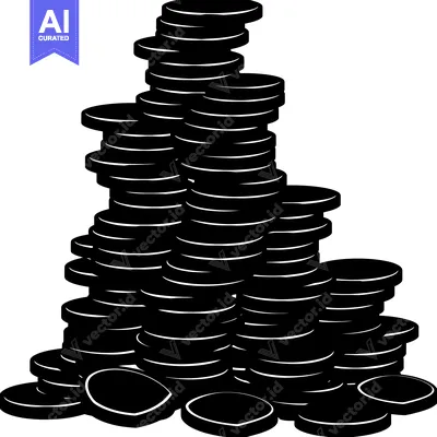 Aset desain premium: A large pile of coins stacked high