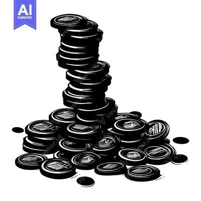 Aset premium populer: Black and white illustration of stacked and scattered game pieces