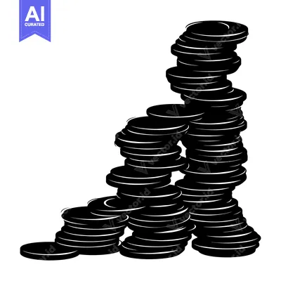 Aset desain premium: A Stack of Black Circular Objects Forming an Abstract Design