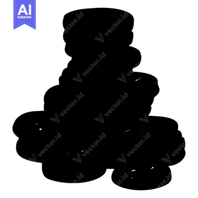Aset desain premium: A Stack of Round Objects in Silhouette