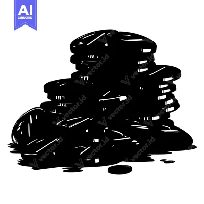 A Stack of Black and White Round Discs Scattered on a White Surface