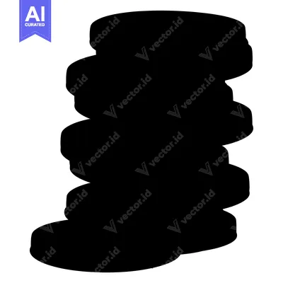 Aset desain premium: Stack of Five Circular Objects Silhouette