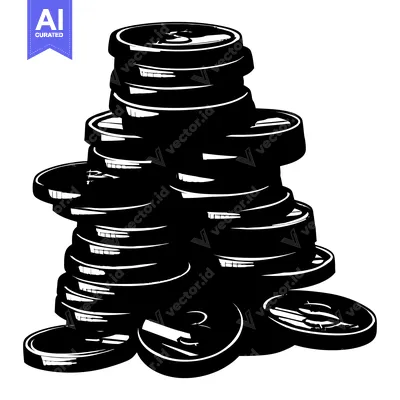 A Stack of Round, Black and White Coins