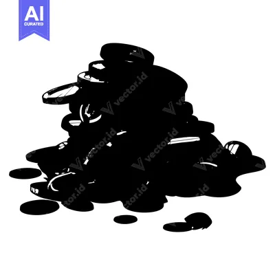 A Stack of Coins and Scattered Coins