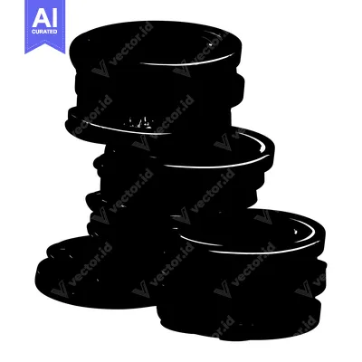 A stack of four round, solid objects with a slightly irregular shape.
