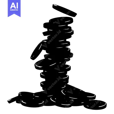 Aset desain premium: A Stack of Black Discs with One Falling