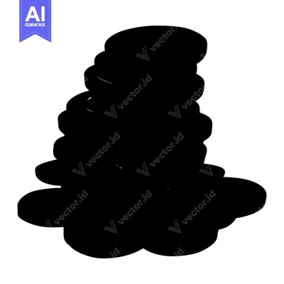 Aset desain premium: Stacked Coins Silhouette on White Background