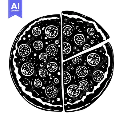 Popular premium asset: A Black and White Illustration of a Pizza Cut into Three Slices