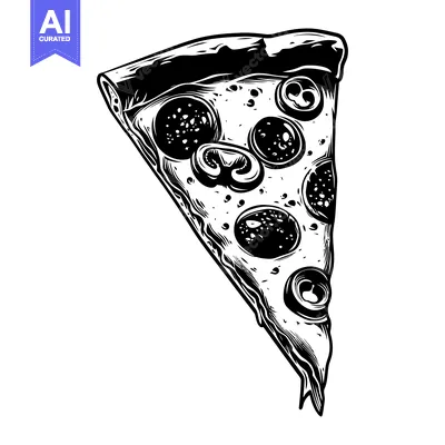 Premium design asset: A Single Slice of Pizza with Pepperoni and Mushrooms
