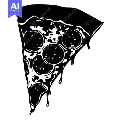 Aset premium populer: A Single Slice of Pepperoni Pizza with Dripping Cheese