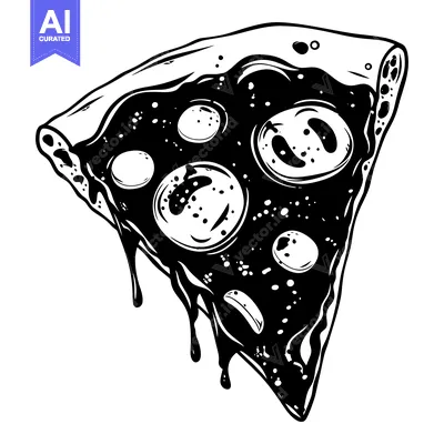 Melted Pizza Slice with Cheese and Toppings