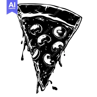 Aset premium populer: Melted Slice of Pizza with Mushroom Toppings
