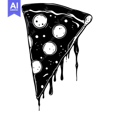 Aset premium populer: A Dripping Slice of Pepperoni Pizza in Black and White