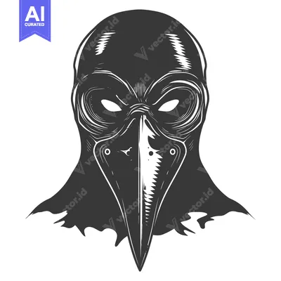Aset premium populer: Black and White Illustration of a Plague Doctor Mask