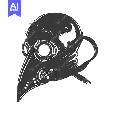 Aset premium populer: Black and White Illustration of a Plague Doctor Mask