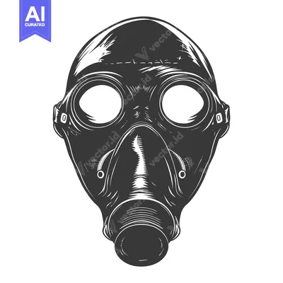 Black and White Illustration of a Gas Mask