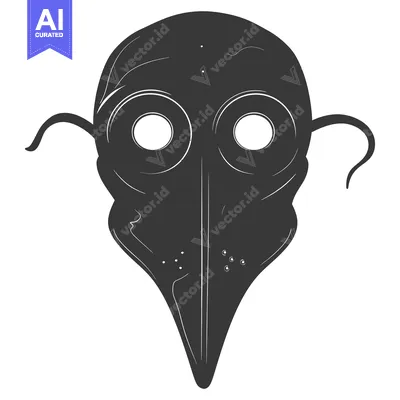 Black and White Plague Doctor Mask Illustration