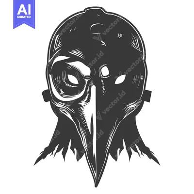 Popular premium asset: A Detailed Black and White Illustration of a Plague Doctor's Mask