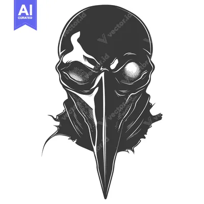 Aset premium populer: Monochrome Illustration of a Face with a Long, Sharp Beak
