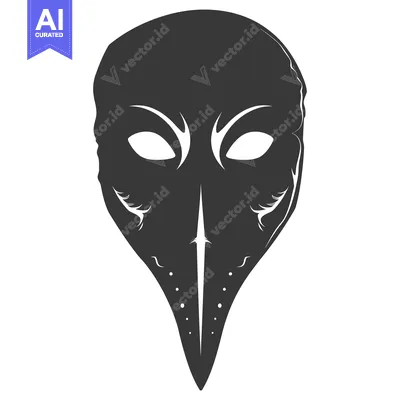 Premium design asset: Black and White Mask with a Long Nose and Eyebrows