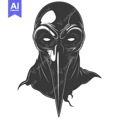Aset premium populer: Monochromatic Illustration of a Person with a Bird-like Mask