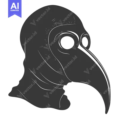 Black and White Illustration of a Plague Doctor's Mask